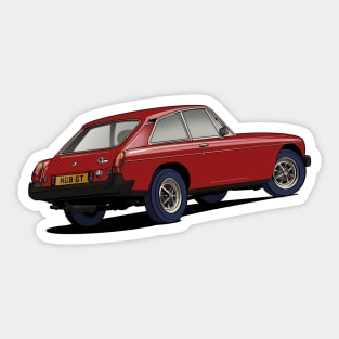 MGB GT classic British sports car in Burgundy red Sticker